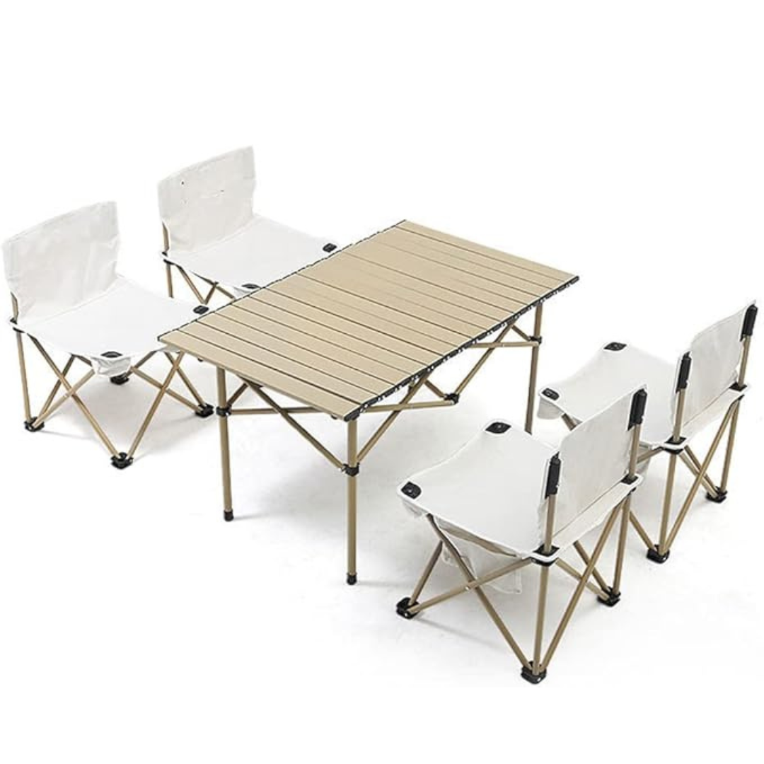 5 Pieces-One Aluminum Folding Table And Four Chairs for Outdoor and Camping. For Kids TMH OUTLET