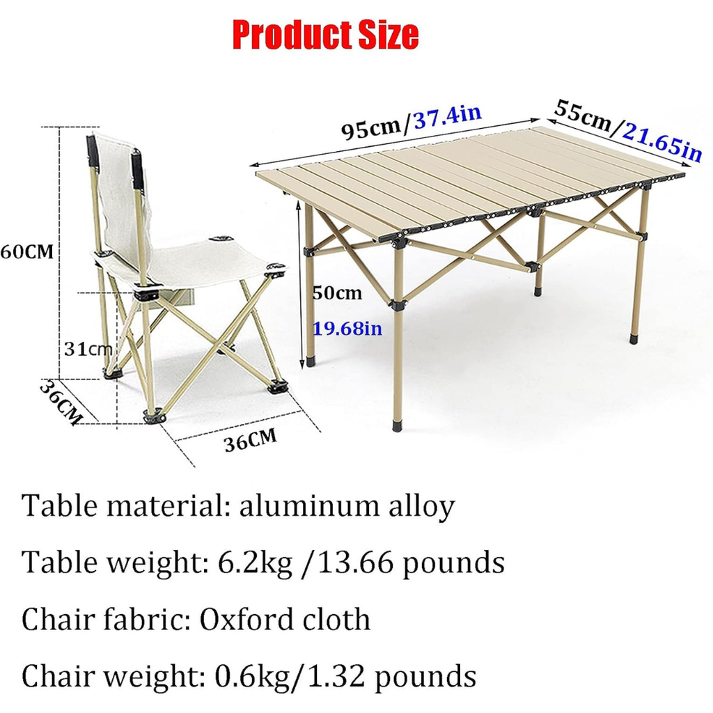 5 Pieces-One Aluminum Folding Table And Four Chairs for Outdoor and Camping. For Kids TMH OUTLET