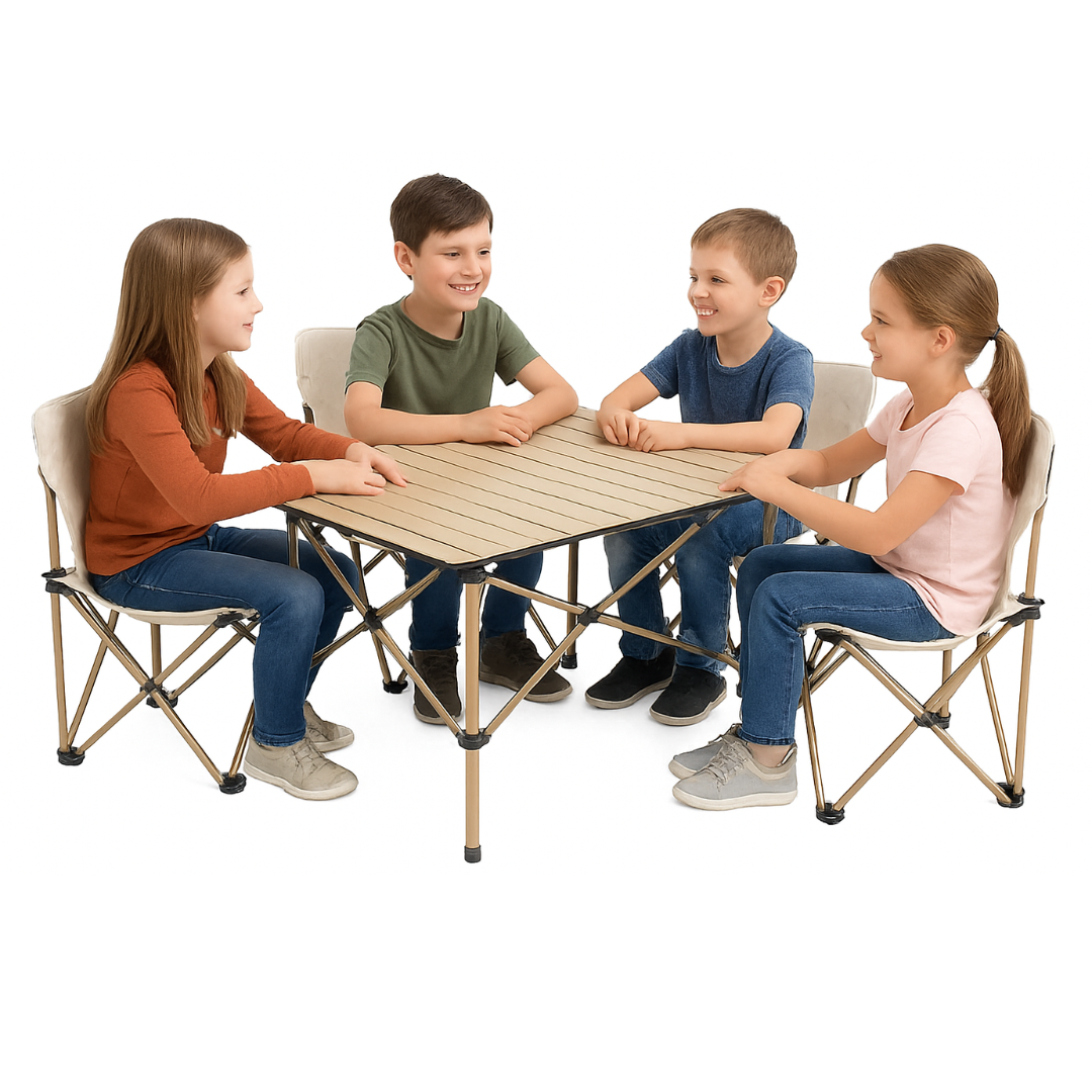 5 Pieces-One Aluminum Folding Table And Four Chairs for Outdoor and Camping. For Kids TMH OUTLET